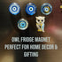 Owl Fridge Magnet for Good Luck Aesthetic Resin Owl Art Figurine Showpiece