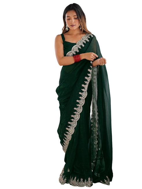 Vasthrlay Chanderi Printed Dark Saree
