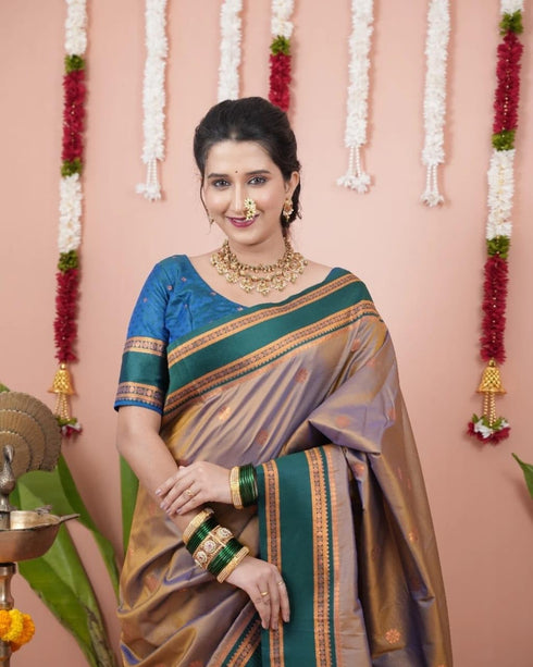 Vasthrlay Kanjivaram Jamun Red Contrast Traditional