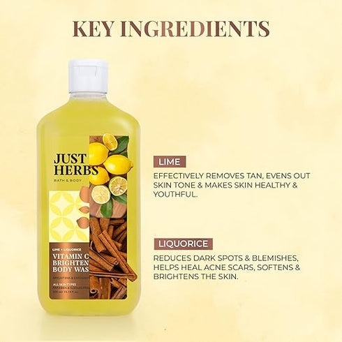 Just Herbs Lime and Liquorice Vitamin C Brightening Body Wash