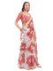 Vasthrlay Maroon Womens Floral Printed Ombre Ready To Wear One Minute Faux Georgette Saree