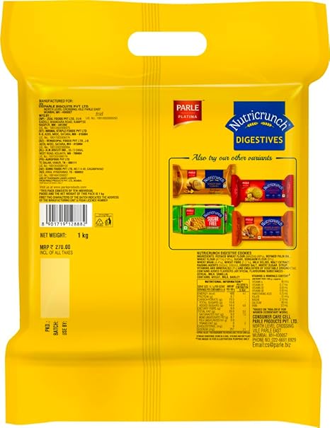 Parle Nutricrunch Classic Wheat Flour Digestive Cookies