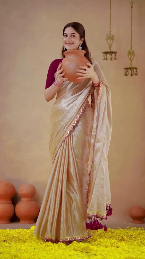 Vasthrlay Chanderi Unstitched Blouse Saree Az Ys Patakha