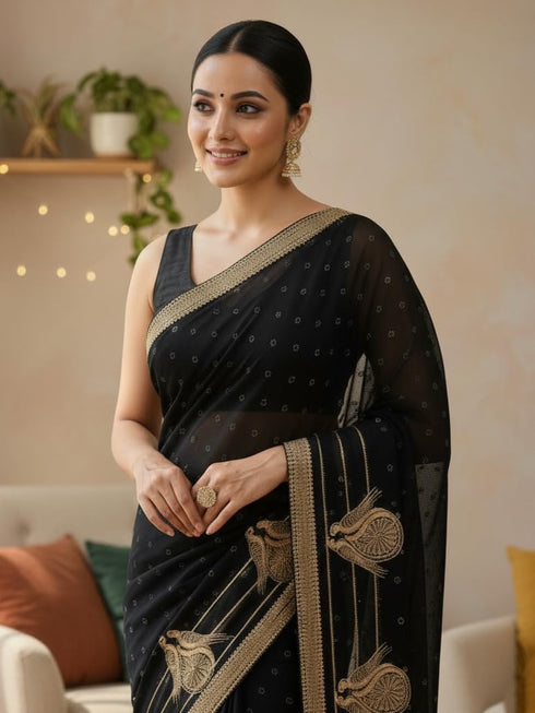 Vasthrlay Georgette Traditional Az Ys Pehenva Brown Rr Ethnic Wear