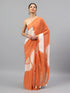 Vasthrlay Midnight Orange Georgette Botanical Floral Printed Saree With Unstitched Blouse