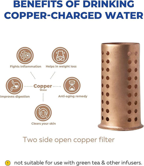 Fuze Glass Bottle With Pure Copper Filter