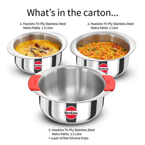Hawkins 3-Piece Triply Stainless Steel Gift Set