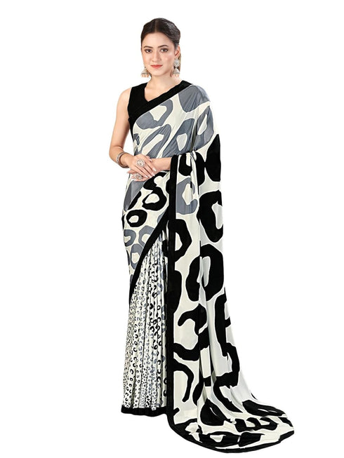 Vasthrlay Printed Off White1 White Saree