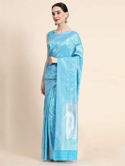 Vasthrlay Silver Banarasi Saree