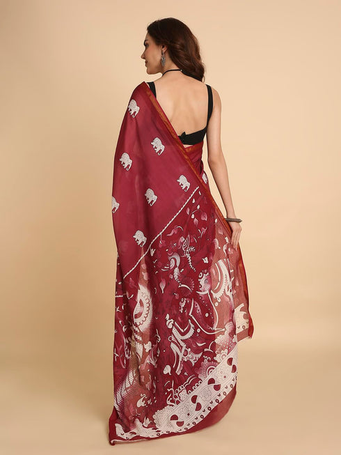 Vasthrlay Lightweight Breathable Traditional Printed Saree