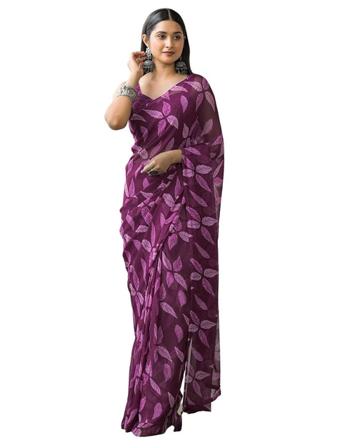 Vasthrlay Chiffon Bandhani Unstitched Olive Green Saree