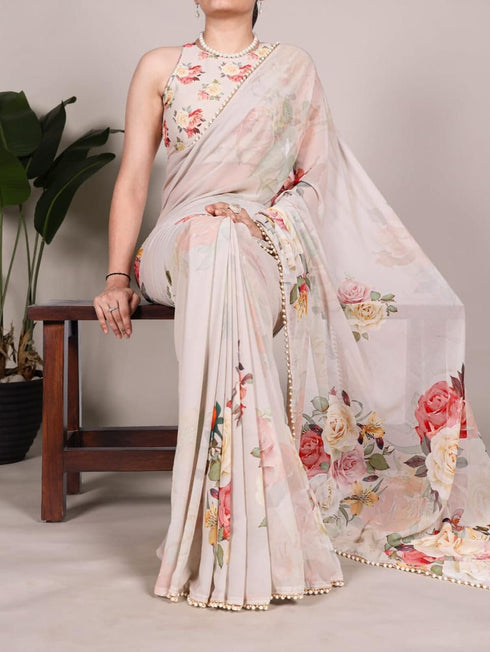 Vasthrlay Georgette Detailing Lightweight Breathable