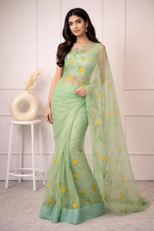 Vasthrlay Organza Painted Saree