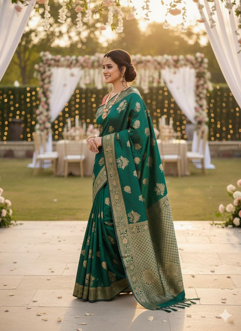 Vasthrlay Banarasi Floral Weaving Contrast