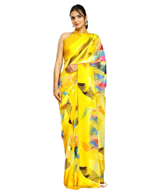Vasthrlay Georgette Printed Unstitched Wine Saree