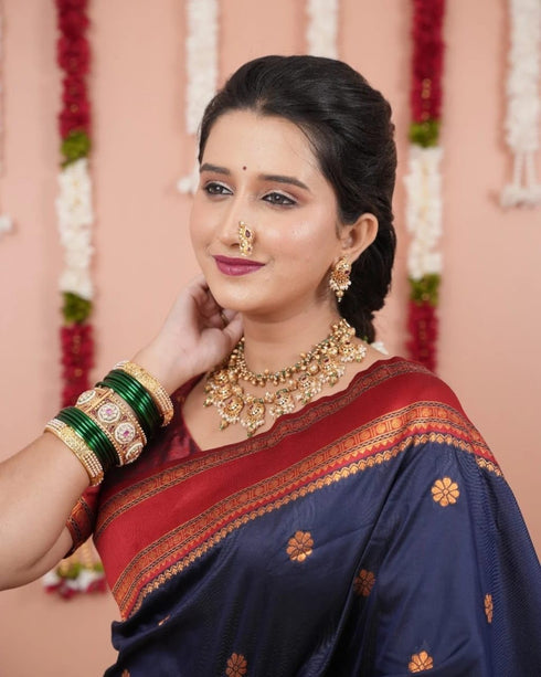 Vasthrlay Kanjivaram Jamun Red Contrast Traditional