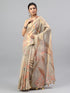 Vasthrlay Gold1 Floral And Solid Design Polyester Saree With Unstitched Blouse Piece