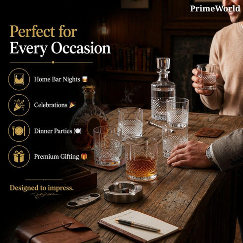 PrimeWorld Signature Crystal Whiskey Glasses Set of 6 pcs