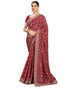 Vasthrlay Georgette Embroidery Unstitched Dark Green Saree