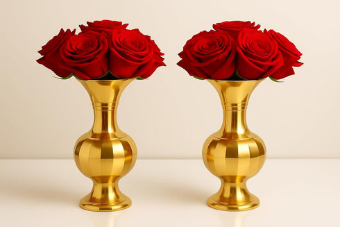 Traditional Brass Flower Vase |Set of 2| 7 Inch