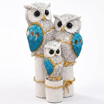 Lucky Owl Statue for Good Luck & Prosperity | Antique Multicolour Owl Showpiece for Home & Office Decor