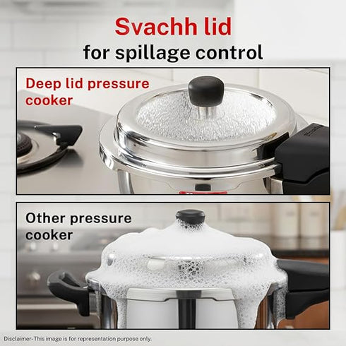 Prestige 3 Litre Stainless Steel Deluxe Alpha Svachh Outer Lid Pressure Cooker