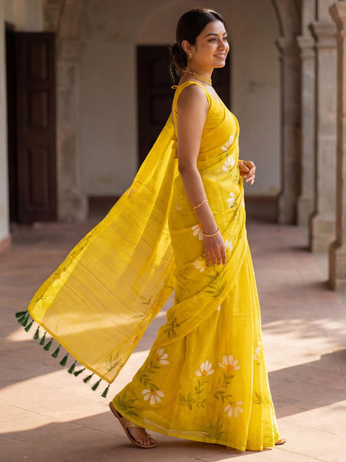 Vasthrlay Yellow Cotton Lightweight Ethnic Wear