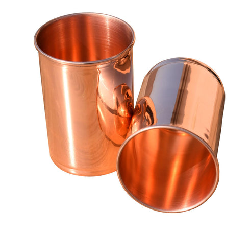 HEALTHANDWEALTH Pure Copper Tumbler Set of 2 Julep Cup 250ml