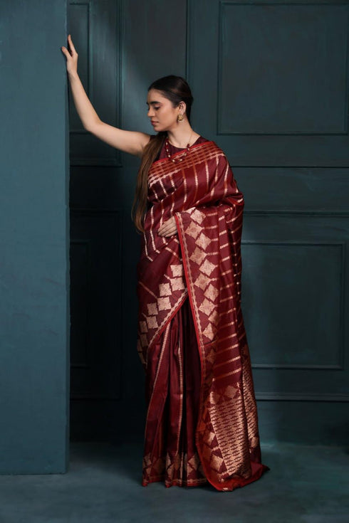 Vasthrlay Maroon Kanjivaram Saree