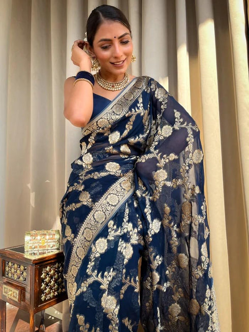 Vasthrlay Organza Designer Unstitched Saree