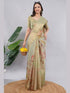 Vasthrlay Green1 Floral And Solid Design Polyester Saree With Unstitched Blouse Piece