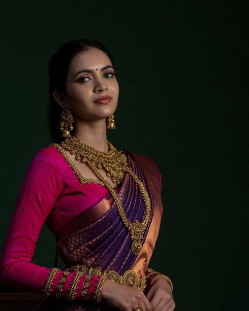 Vasthrlay Purple Kanjivaram Saree
