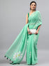 Vasthrlay Lemon Green Linen Floral Printed Saree With Solid Unstitched Linen Blouse Piece