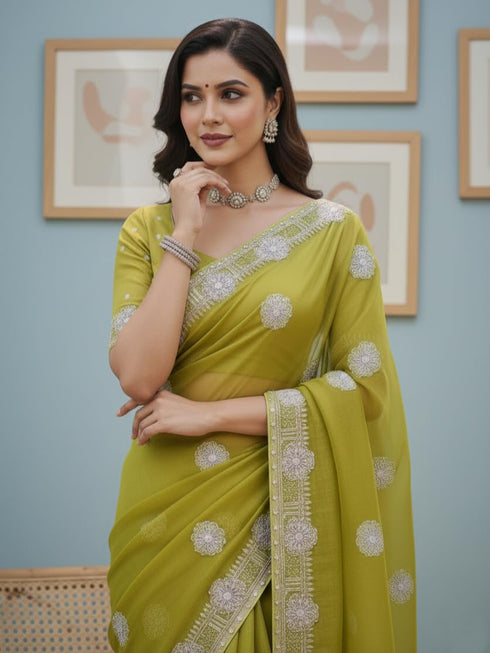 Vasthrlay Georgette Traditional Az Ys Pehenva Brown Rr Ethnic Wear