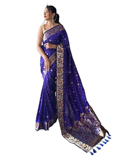 Vasthrlay Kanjivaram Banarasi Jacquard Unstitched Saree