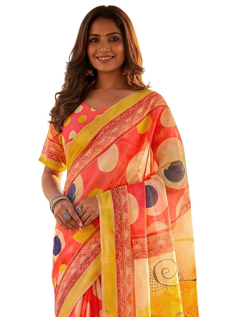 Vasthrlay Printed Peach1 Saree