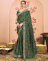 Vasthrlay Georgette Embroidery Green1 Saree With Unstitched Blouse Piece