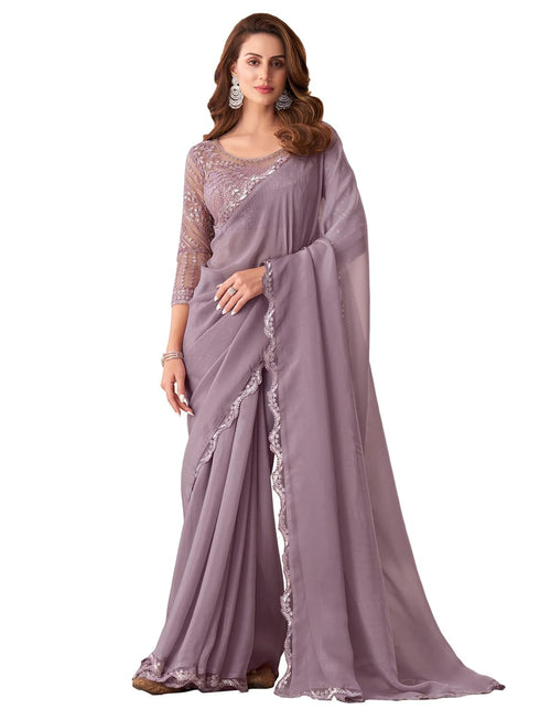Vasthrlay Womens Georgette Unstitched Red Saree