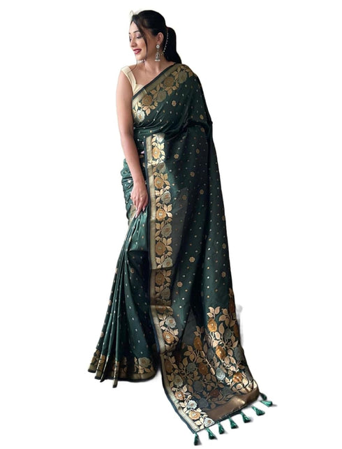 Vasthrlay Kanjivaram Banarasi Jacquard Unstitched Saree