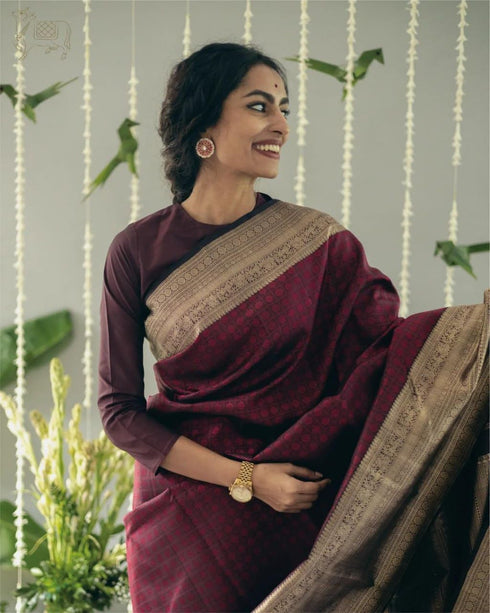 Vasthrlay Maroon Kanjivaram Saree