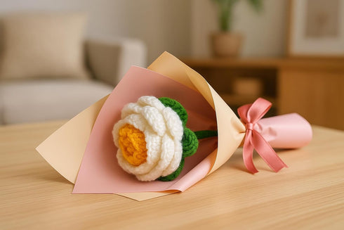Clapjoy Handmade Crochet Rose Flower – Wool Artificial Flower Gift