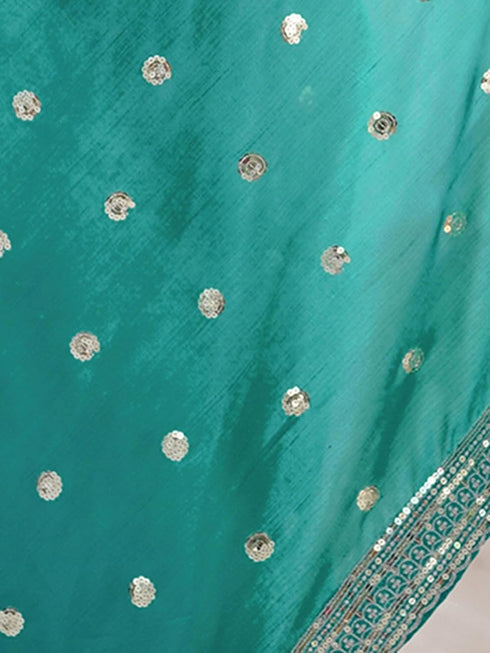 Vasthrlay Sequins Embroidery Pink Saree