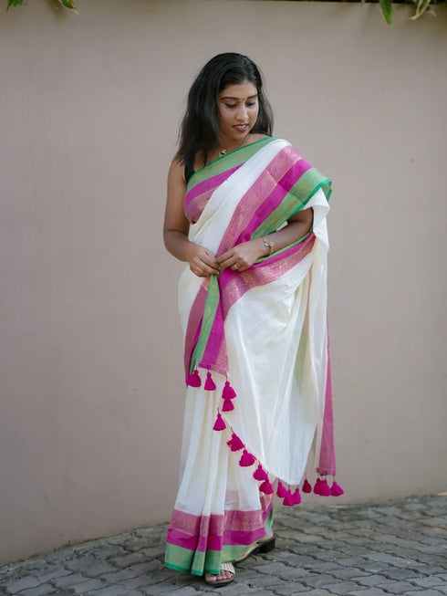 Vasthrlay Cotton Unstitched Saree