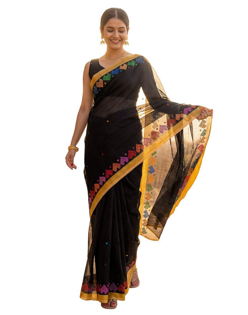 Vasthrlay Womens Printed Unstitched Peach Saree