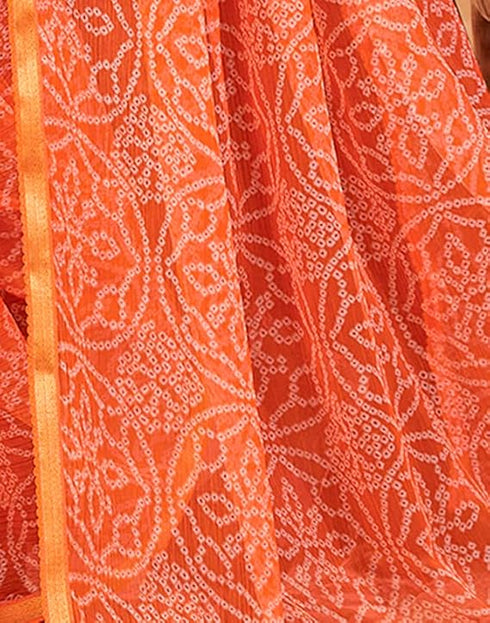 Vasthrlay Chiffon Bandhani Unstitched Peach Saree