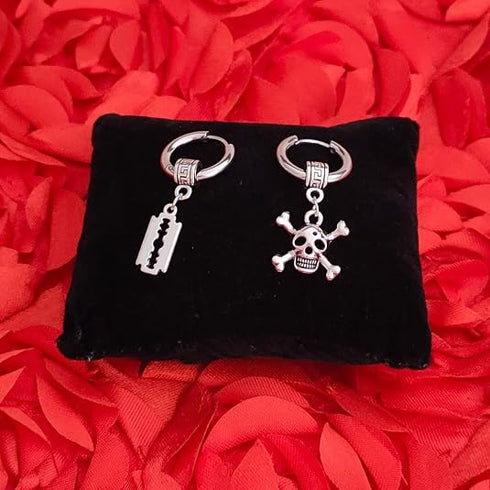 M Men Style Men Gothic Skeleton Head With Razor Blade Titanium