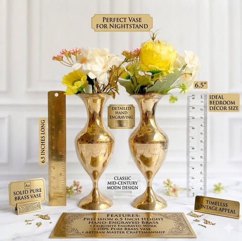 Pure Brass Flower Vase Set of 2