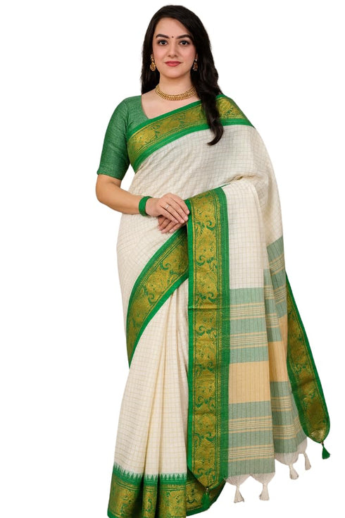 Vasthrlay Kanjivaram Saree Blouse Off White