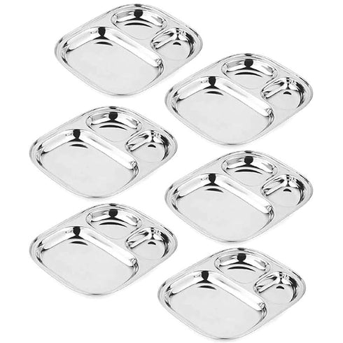 Steel Plate with Compartments (Set of 2)