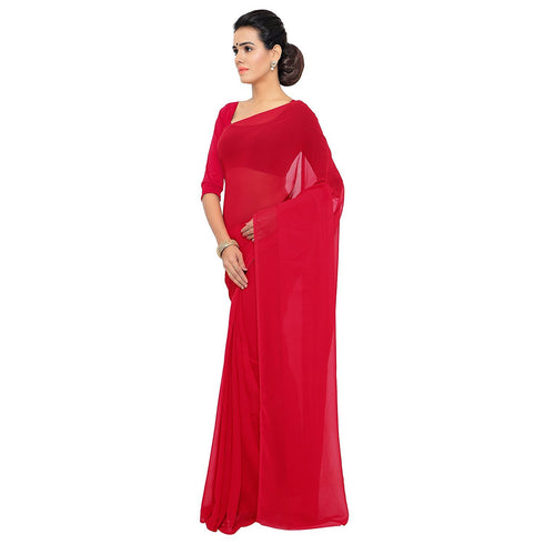 VasthrlayGeorgette Saree Blouse Red Black Multi Free